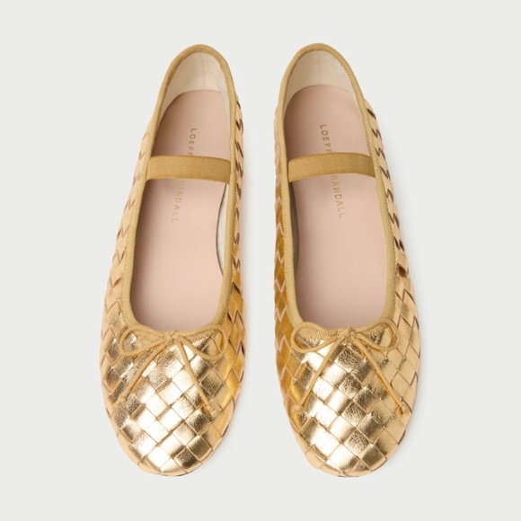 NWOT Loeffler Gold Woven Mary Jane Flats - Picture 1 of 6